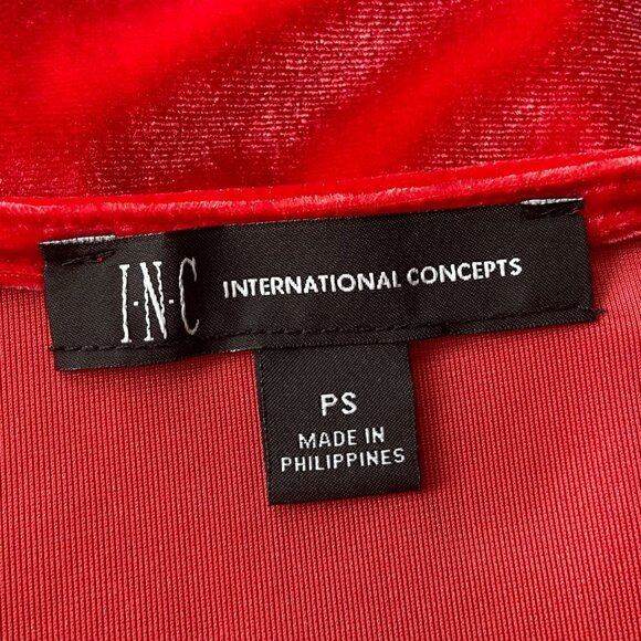 NWT INC International Concepts Velvet Velour Red Hot Top Womens Petites PS - Picture 5 of 8